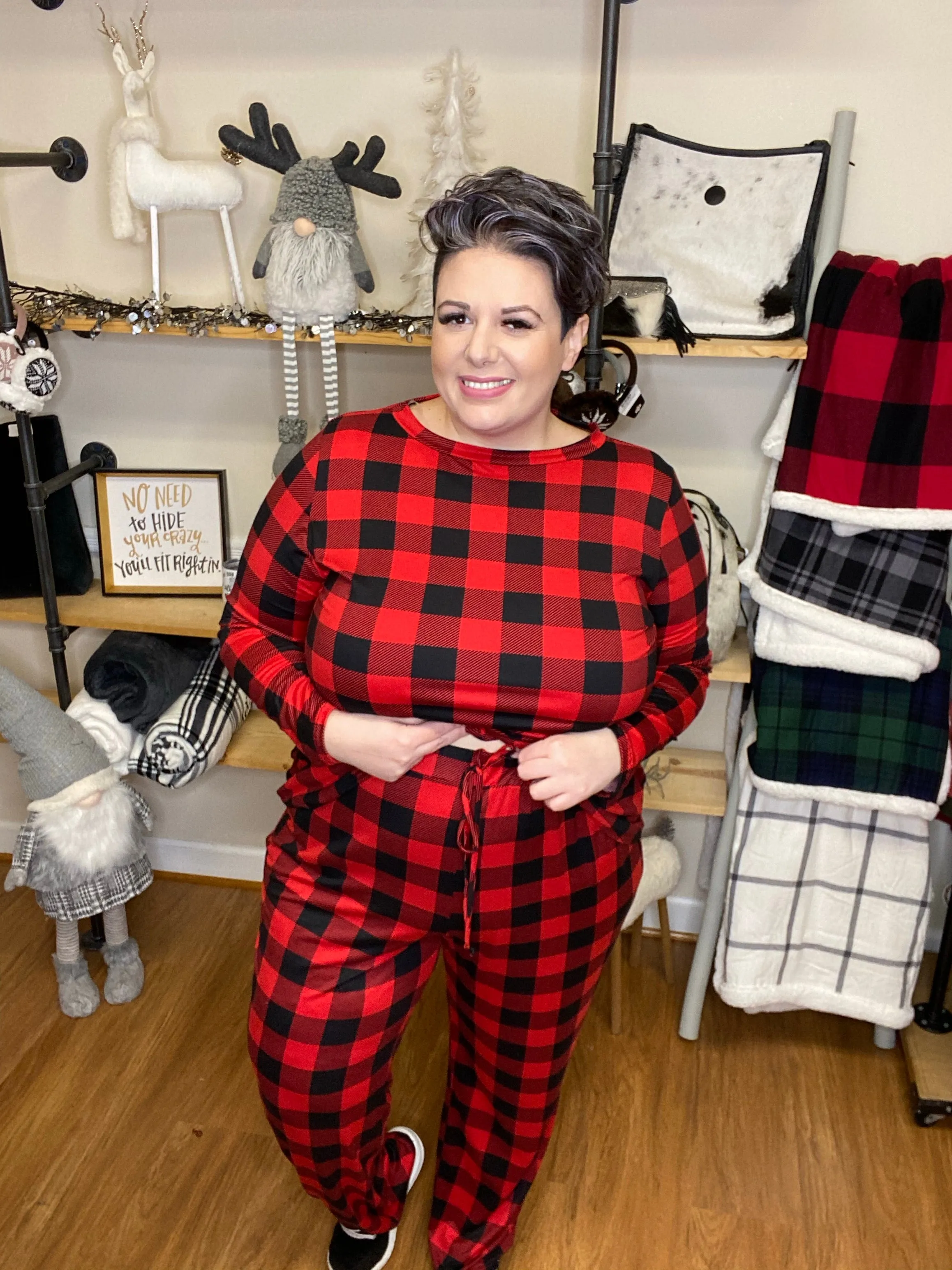 #945 Red buffalo plaid PJ set