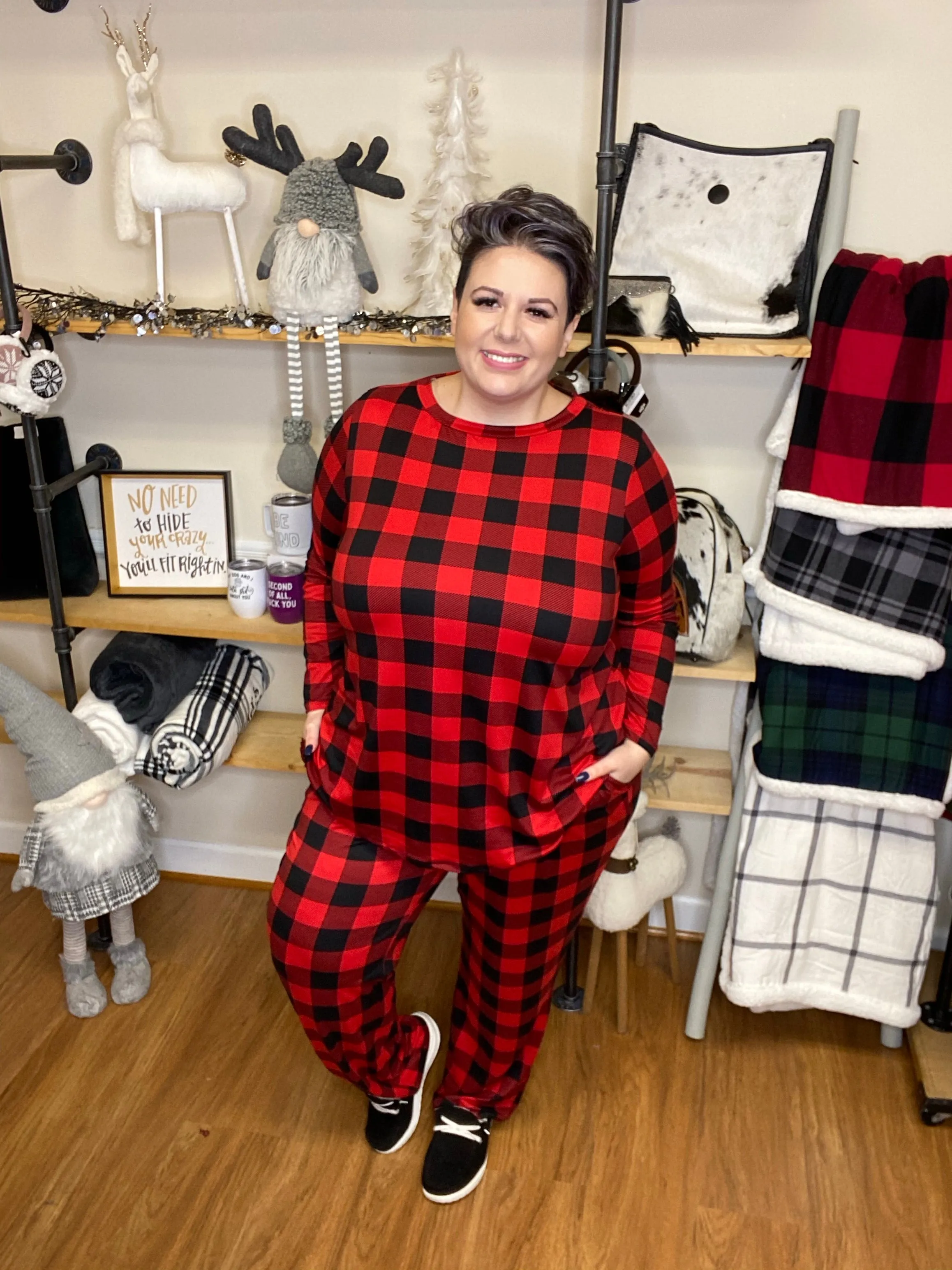 #945 Red buffalo plaid PJ set