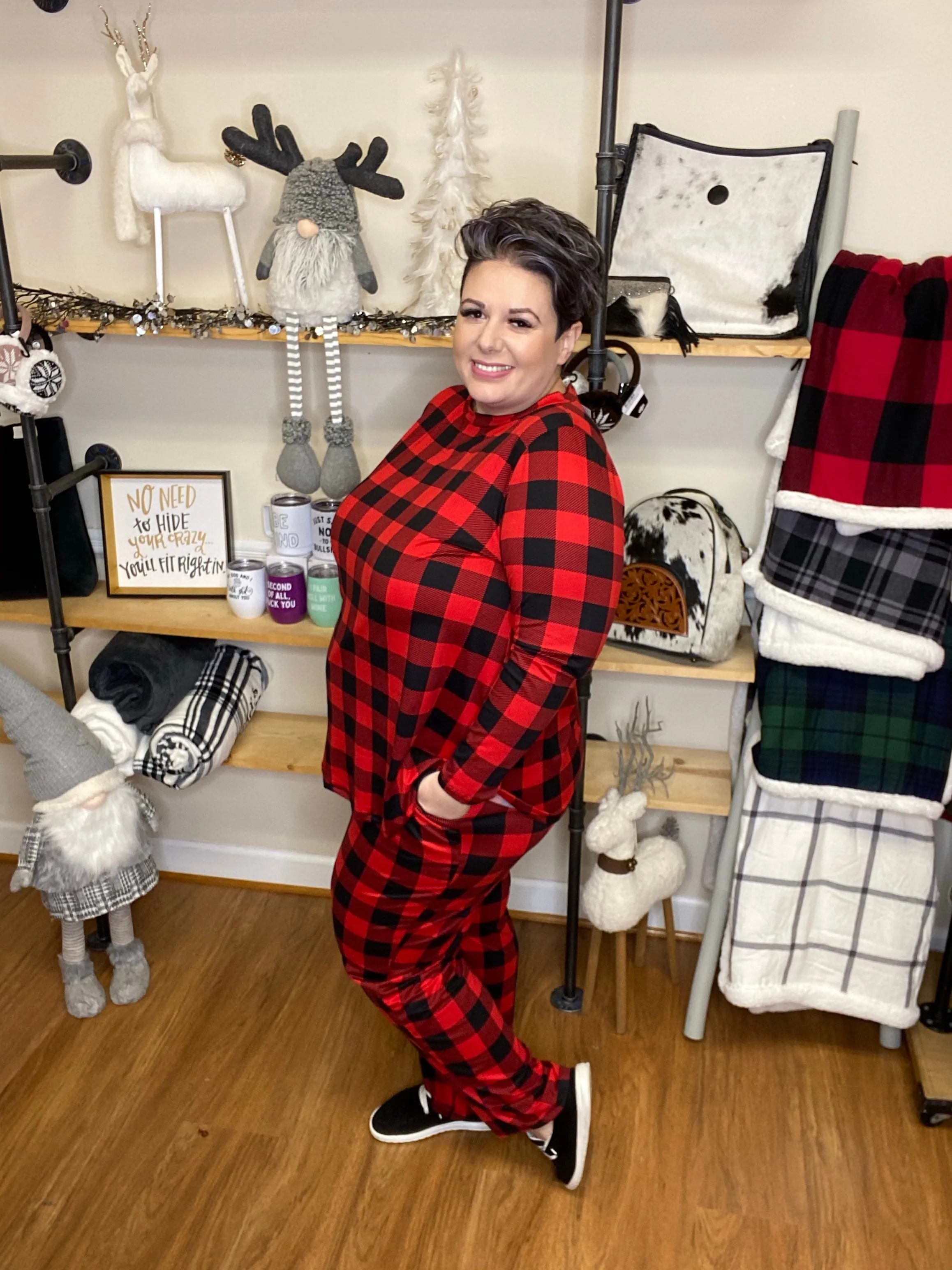 #945 Red buffalo plaid PJ set