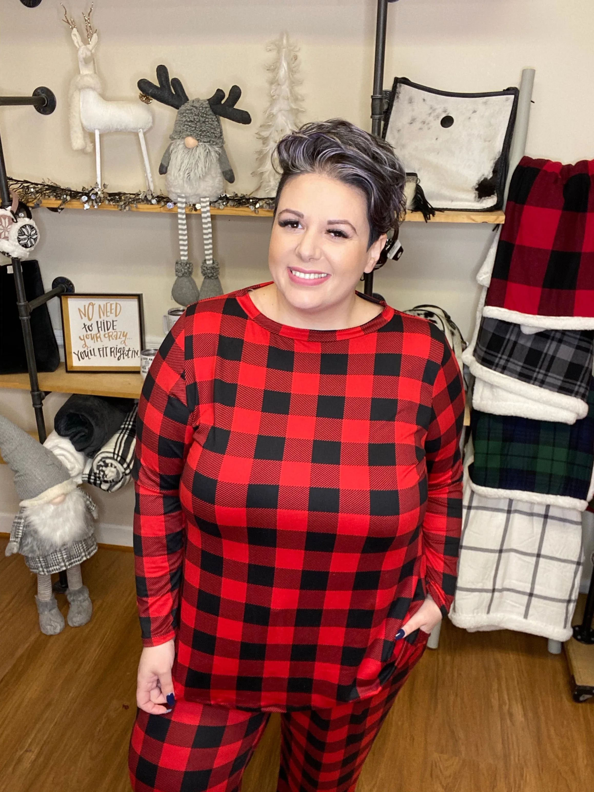 #945 Red buffalo plaid PJ set