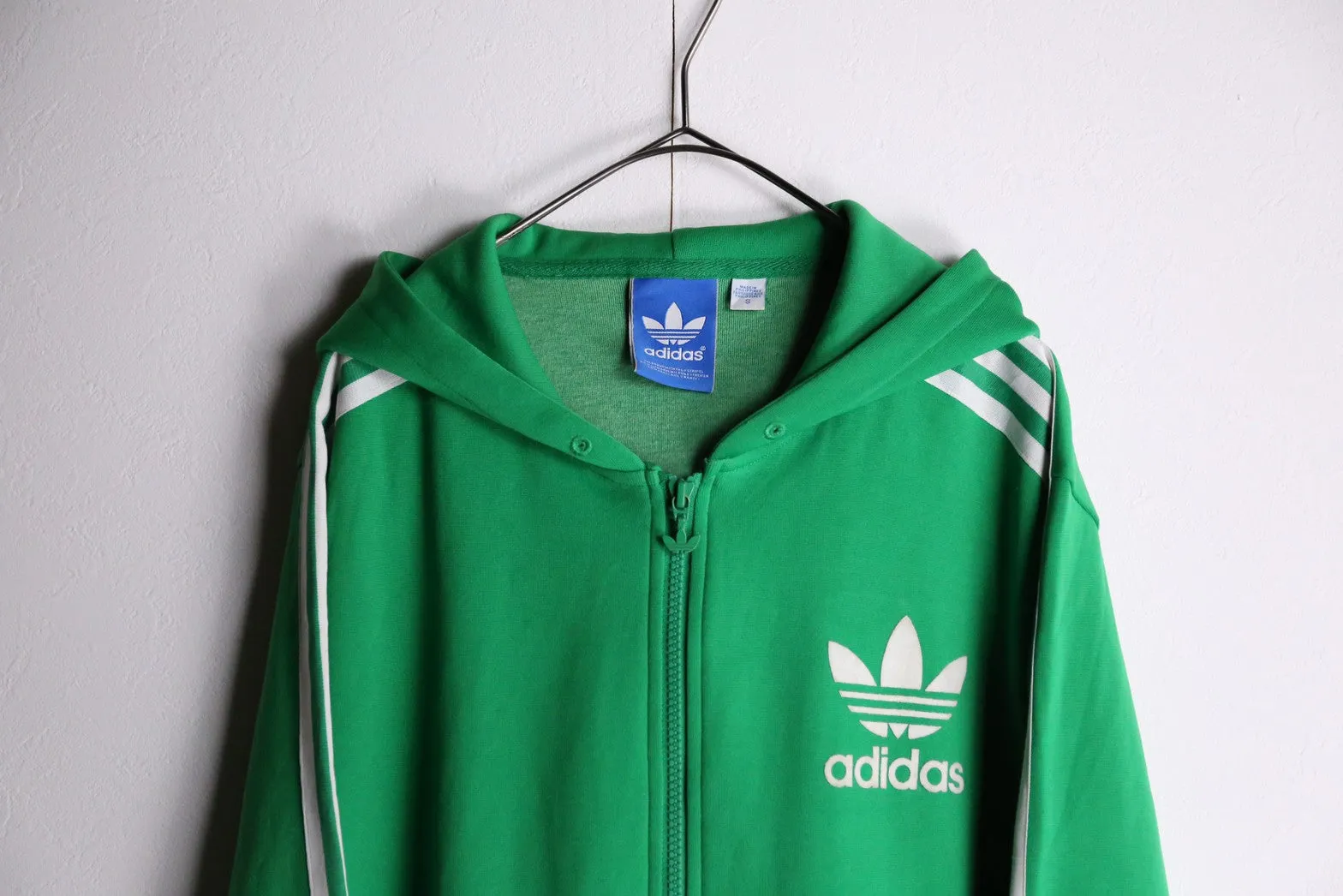 “adidas”greencolor hoodie track jacket