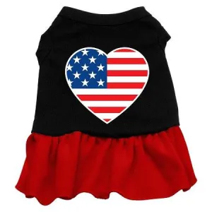 American Flag Heart Screen Print Dress Black with Red XS (8)