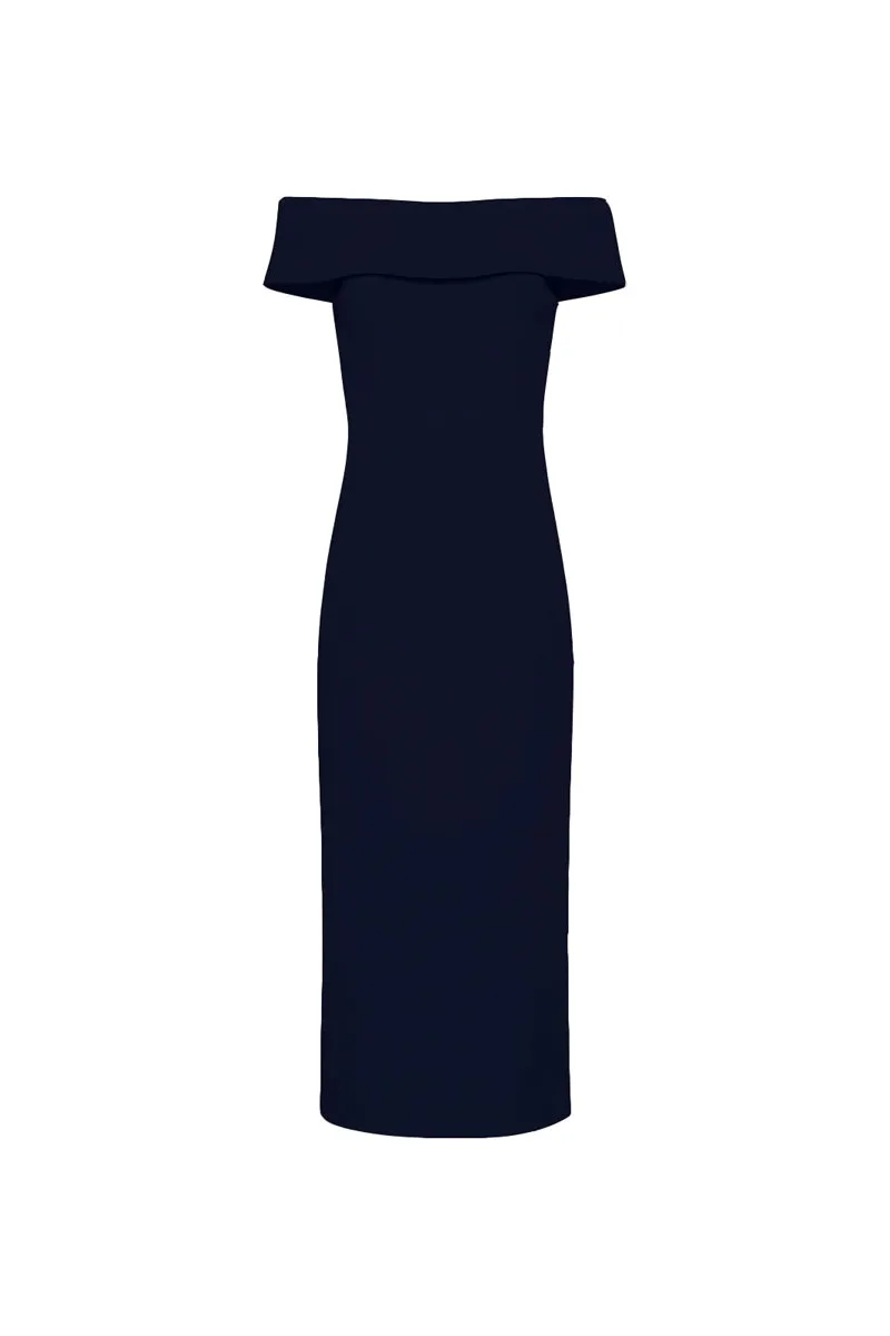 Amore Off Shoulder Midi Navy