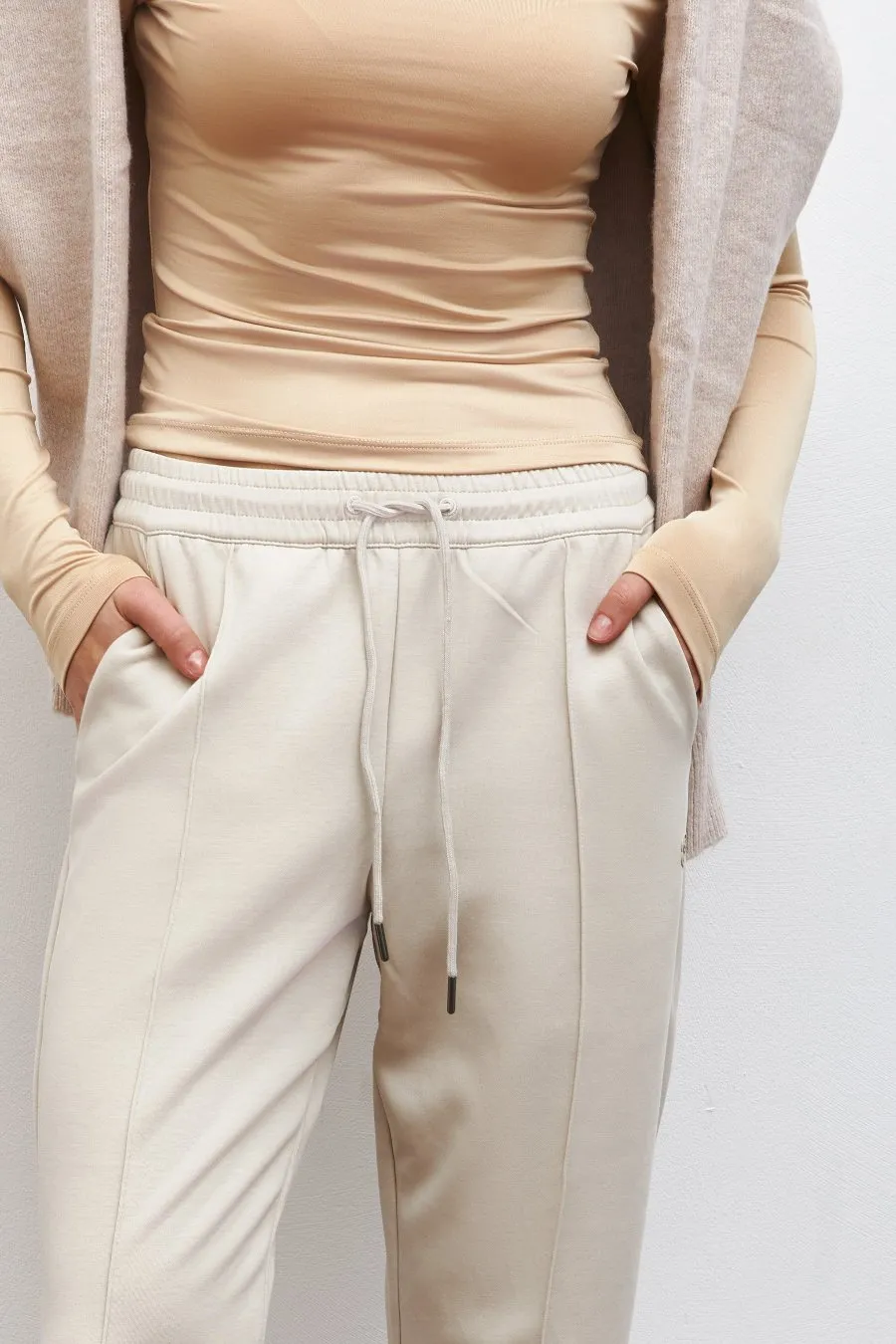 Beige High Waist Cropped Pants