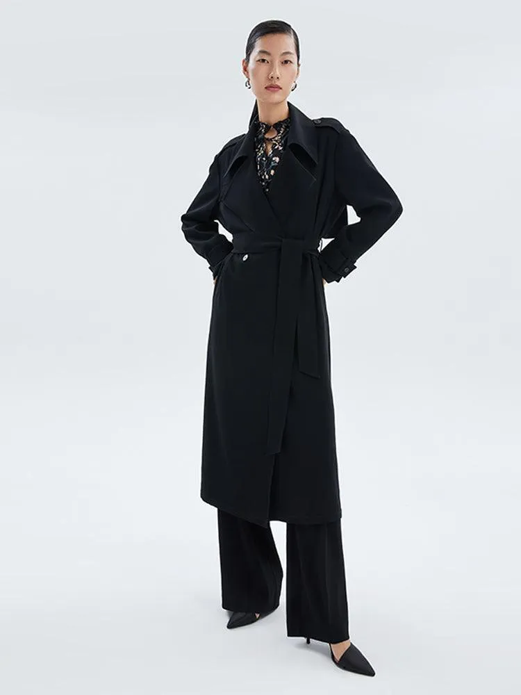 Black Triacetate Trench Coat