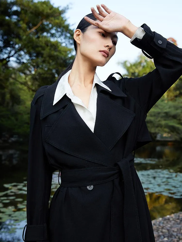 Black Triacetate Trench Coat