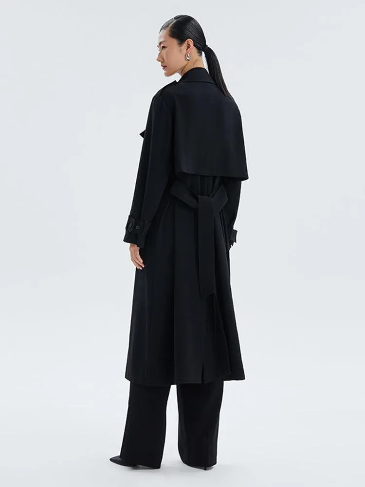 Black Triacetate Trench Coat