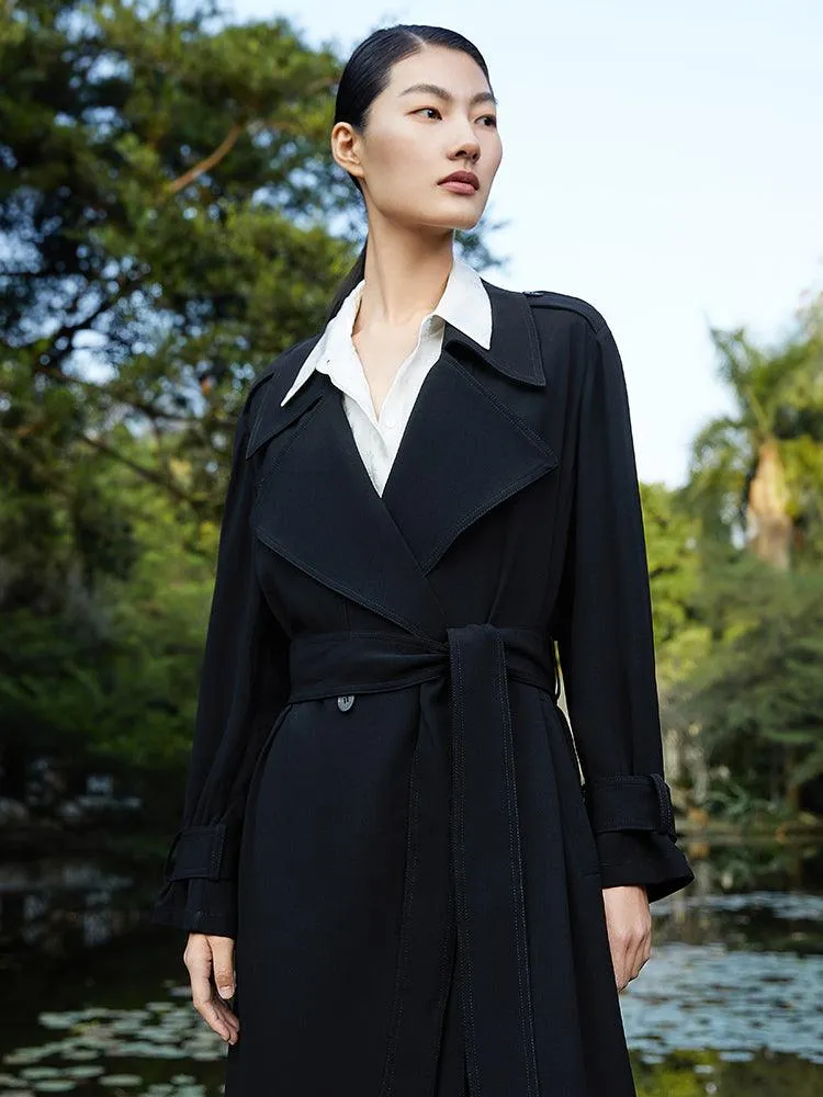 Black Triacetate Trench Coat