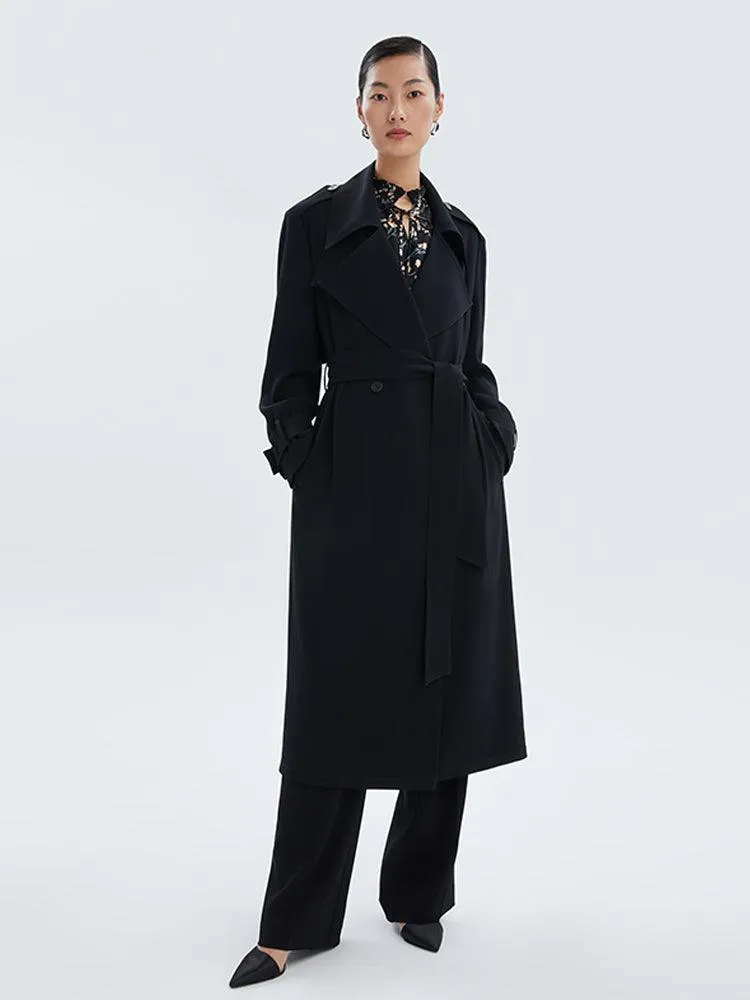 Black Triacetate Trench Coat