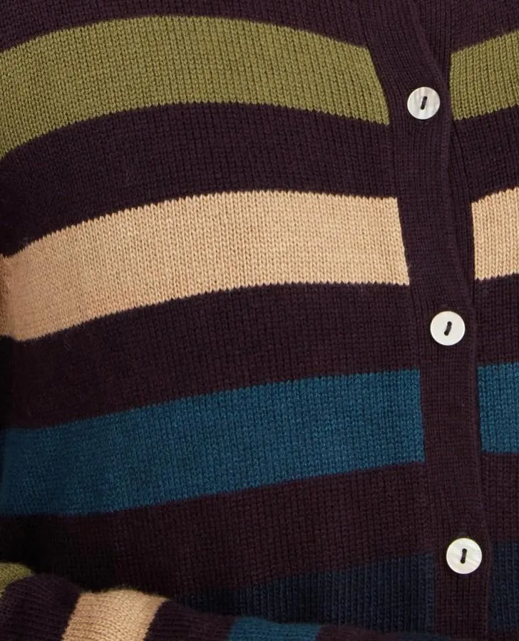 Bordeaux Multi Stripe Cardigan