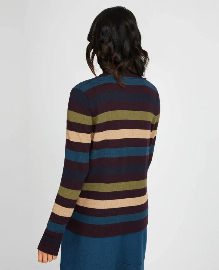 Bordeaux Multi Stripe Cardigan