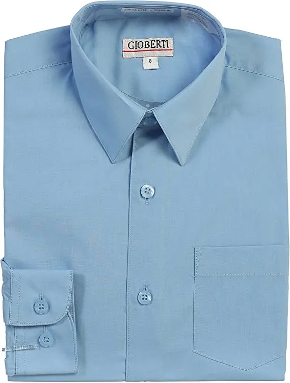 Boy's Long Sleeve Solid Dress Shirt - Sky Blue