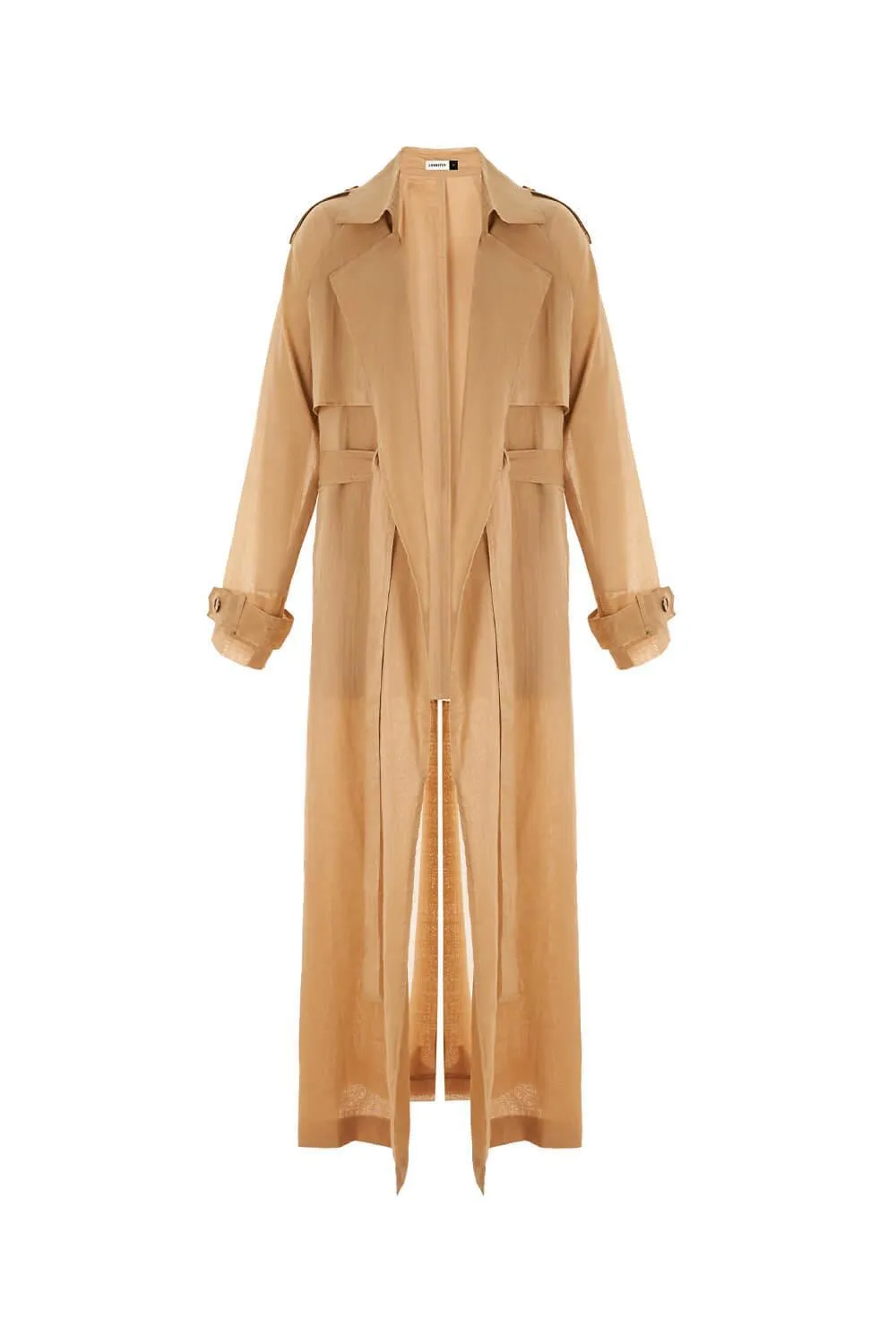 Camel Linen Trench Coat