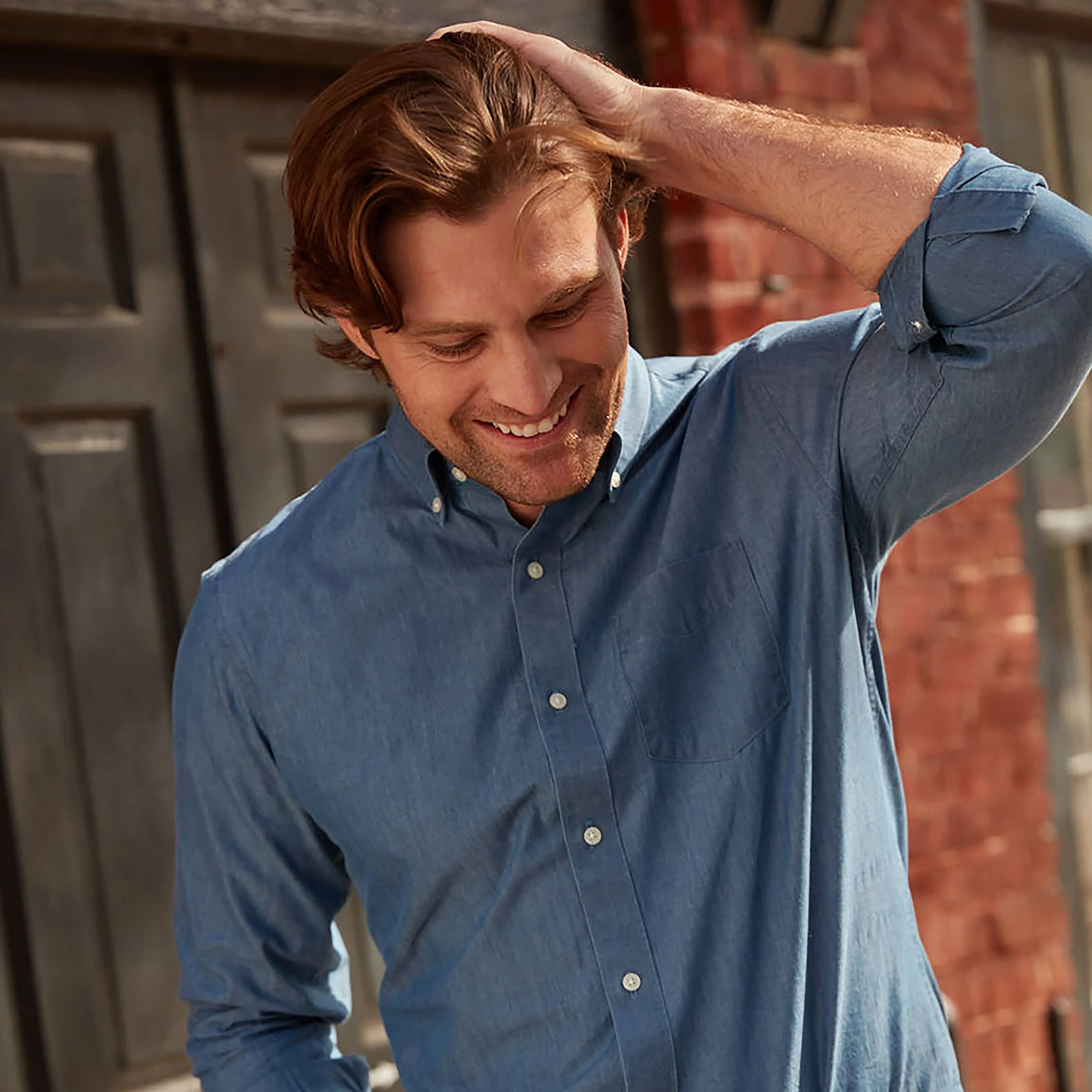 Chambray Medium Wash Dress Shirt