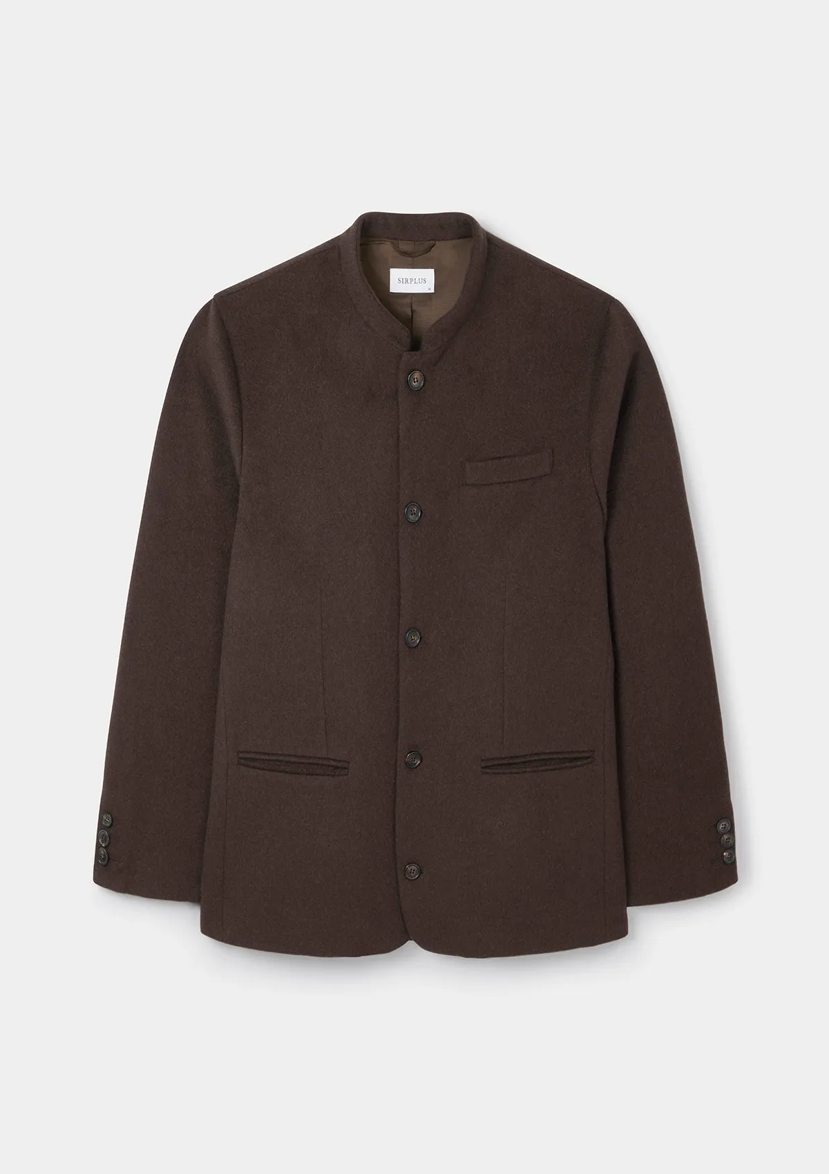 Coffee Cashmere Nehru Jacket