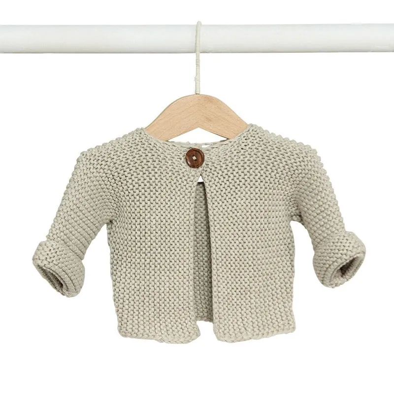 Elf Garter Stitch Baby Cardigan - Natural (0-3 months)