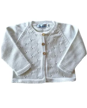 Eyelet Front Cardigan-White (Toddler)