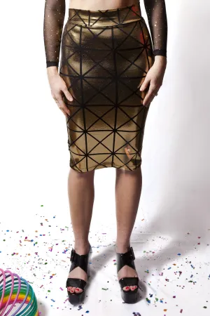 Gold Disco Pencil Skirt