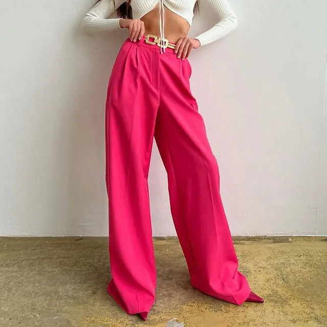 Green High Waist Wide Leg Pants