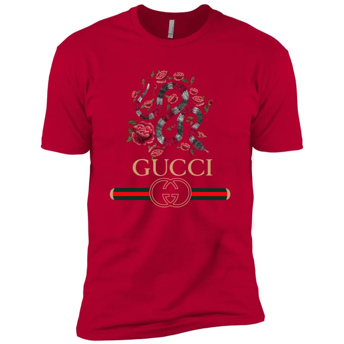 Gucci Logo Snake T-shirt Men Short Sleeve T-Shirt