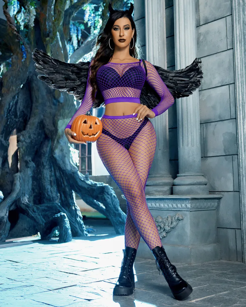 Halloween Fishnet Two Piece Lingerie Set