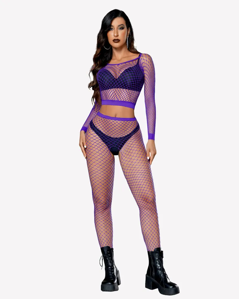 Halloween Fishnet Two Piece Lingerie Set