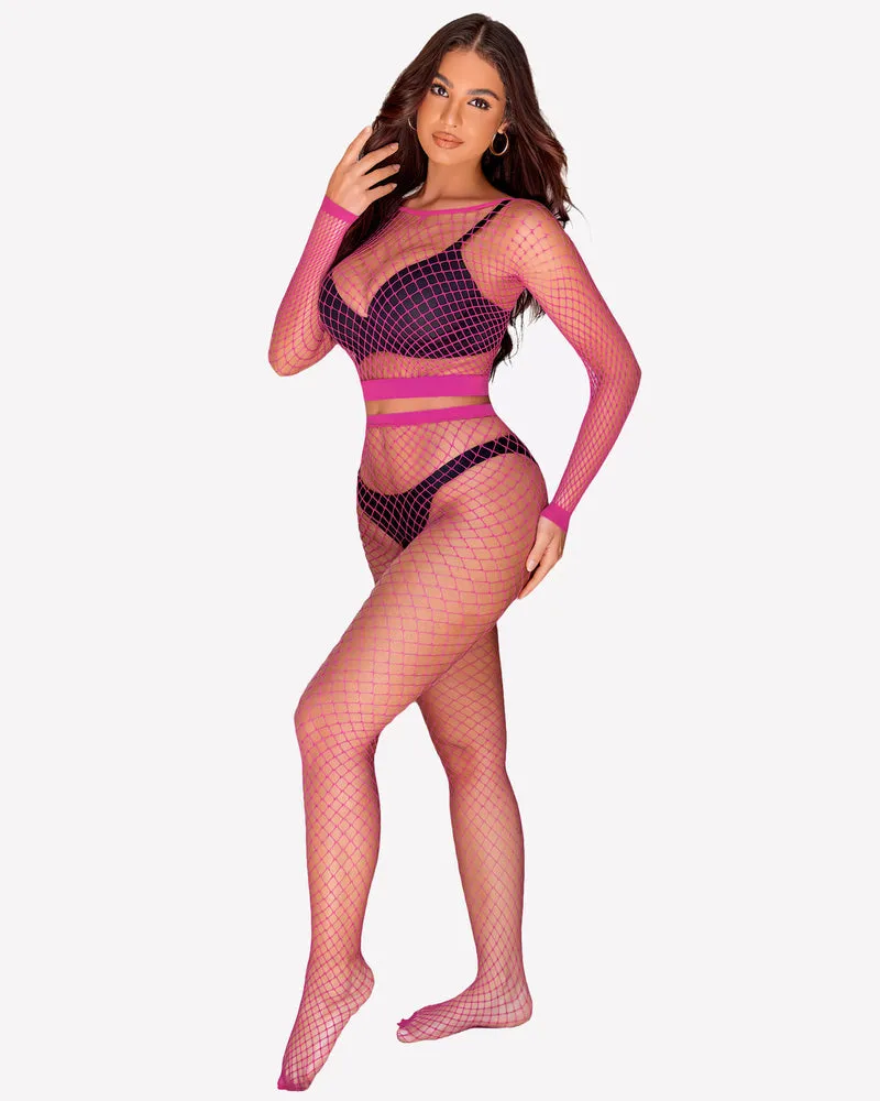 Halloween Fishnet Two Piece Lingerie Set