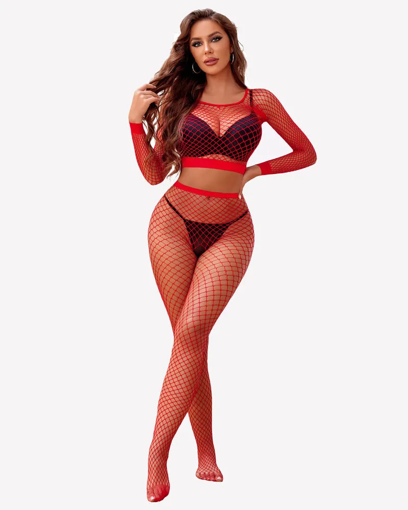 Halloween Fishnet Two Piece Lingerie Set