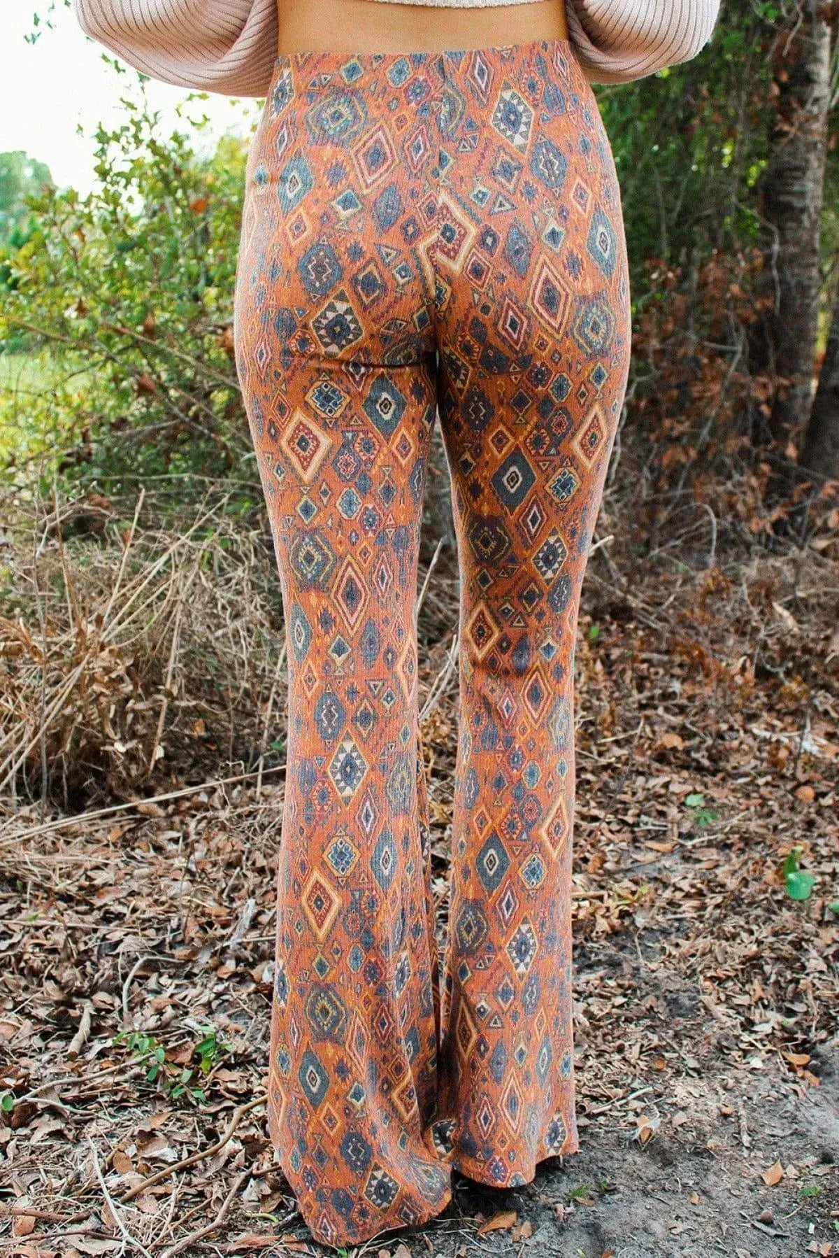 High Waist Tribal Pattern Bell Pants