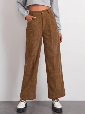 High-waisted Wide-leg Cords