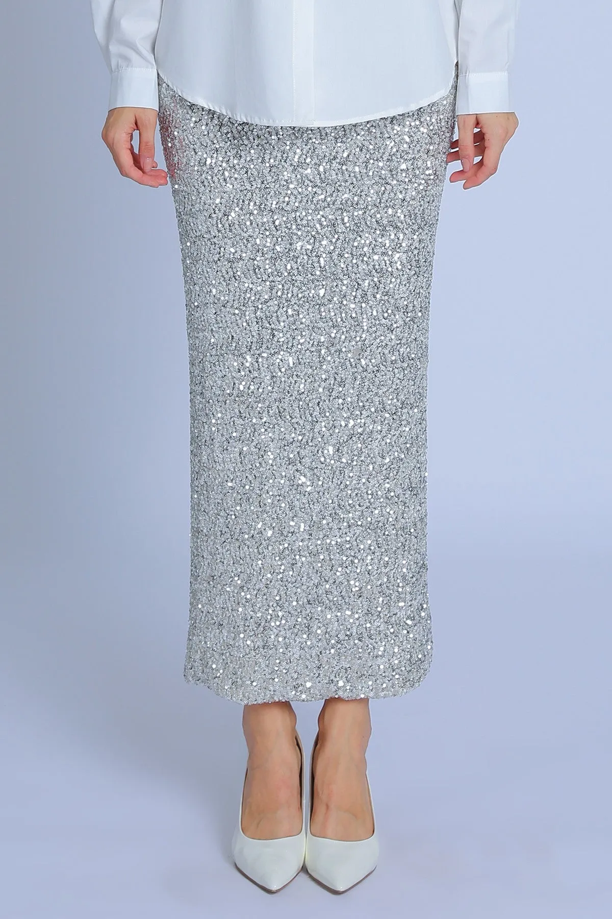 Holiday Sequence Pull On Pencil Skirt