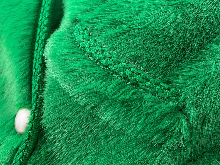 Huanzi green imitation fur autumn winter coat - Miiw