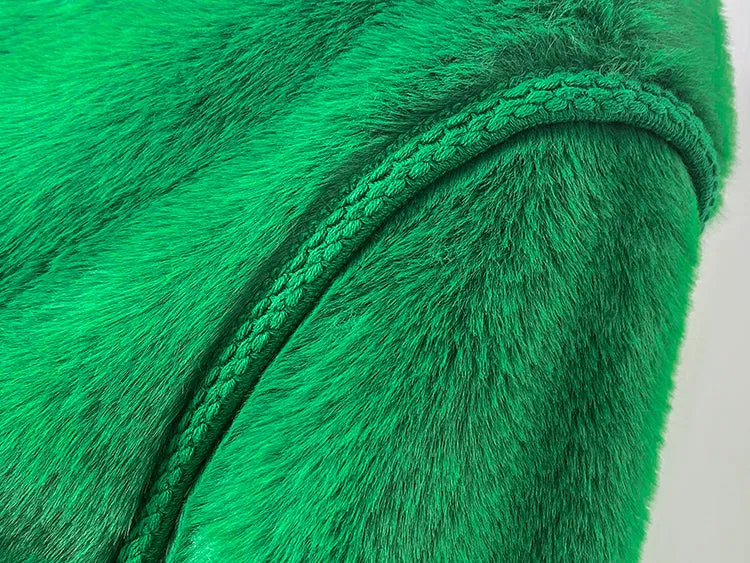 Huanzi green imitation fur autumn winter coat - Miiw