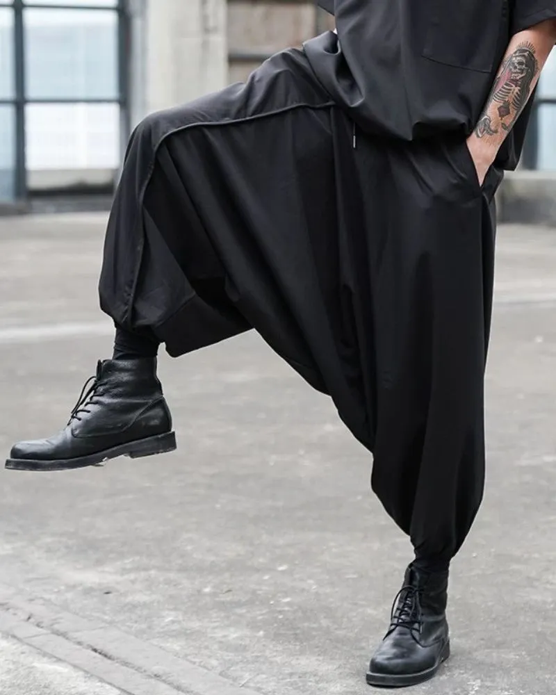 Japanese Techwear Hakama Black Pants