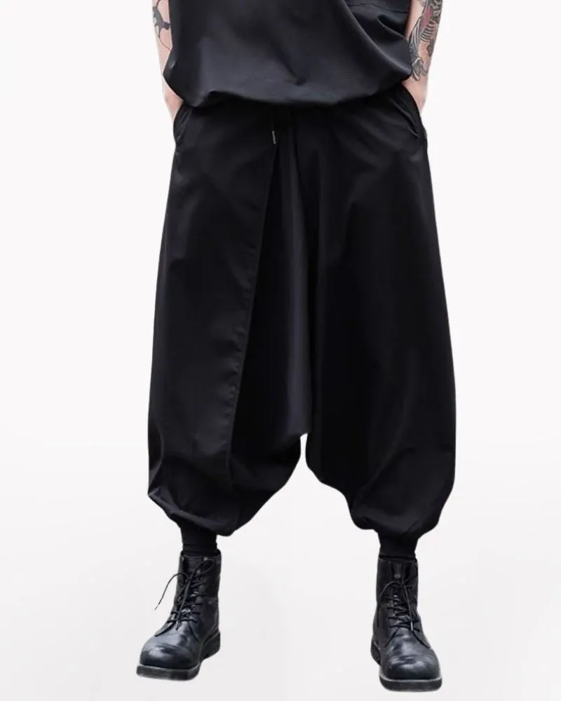 Japanese Techwear Hakama Black Pants