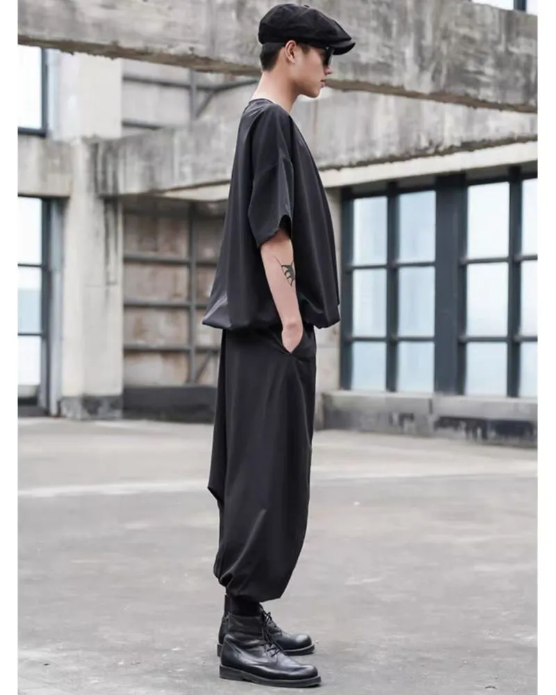 Japanese Techwear Hakama Black Pants