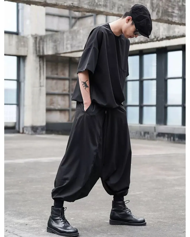 Japanese Techwear Hakama Black Pants