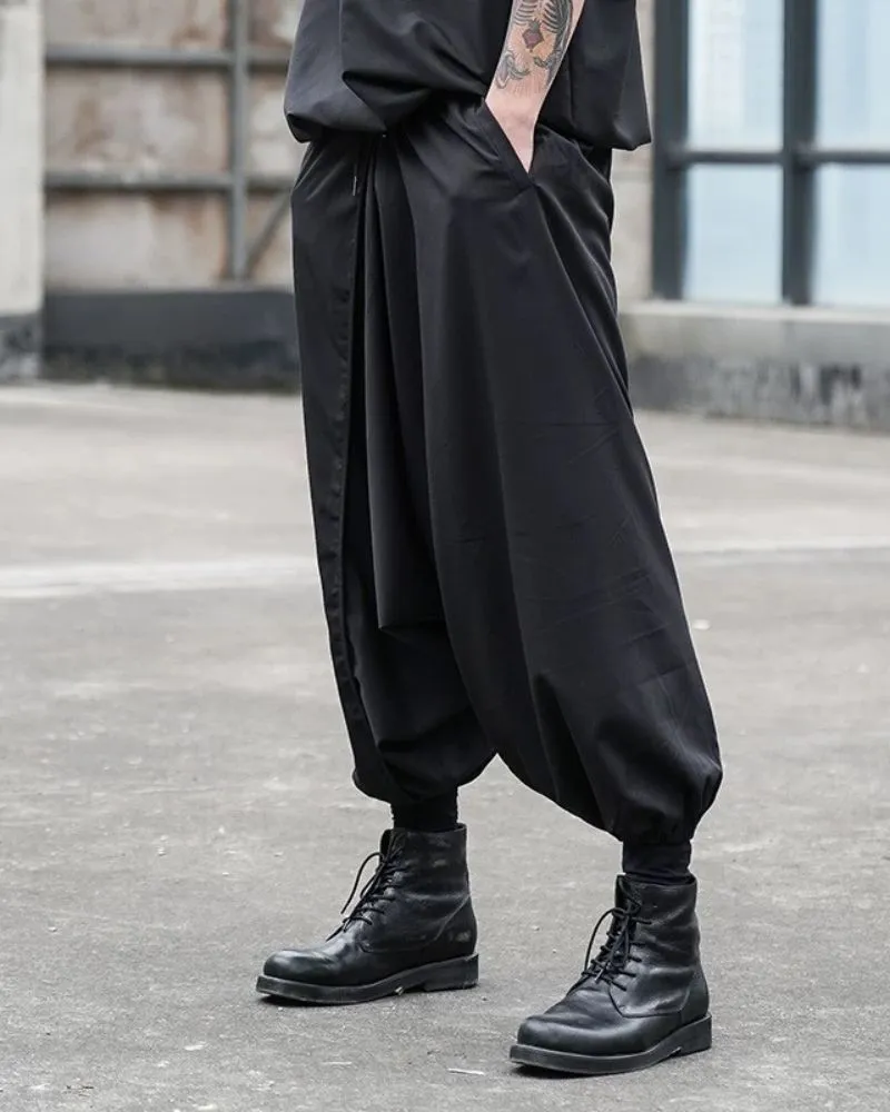 Japanese Techwear Hakama Black Pants