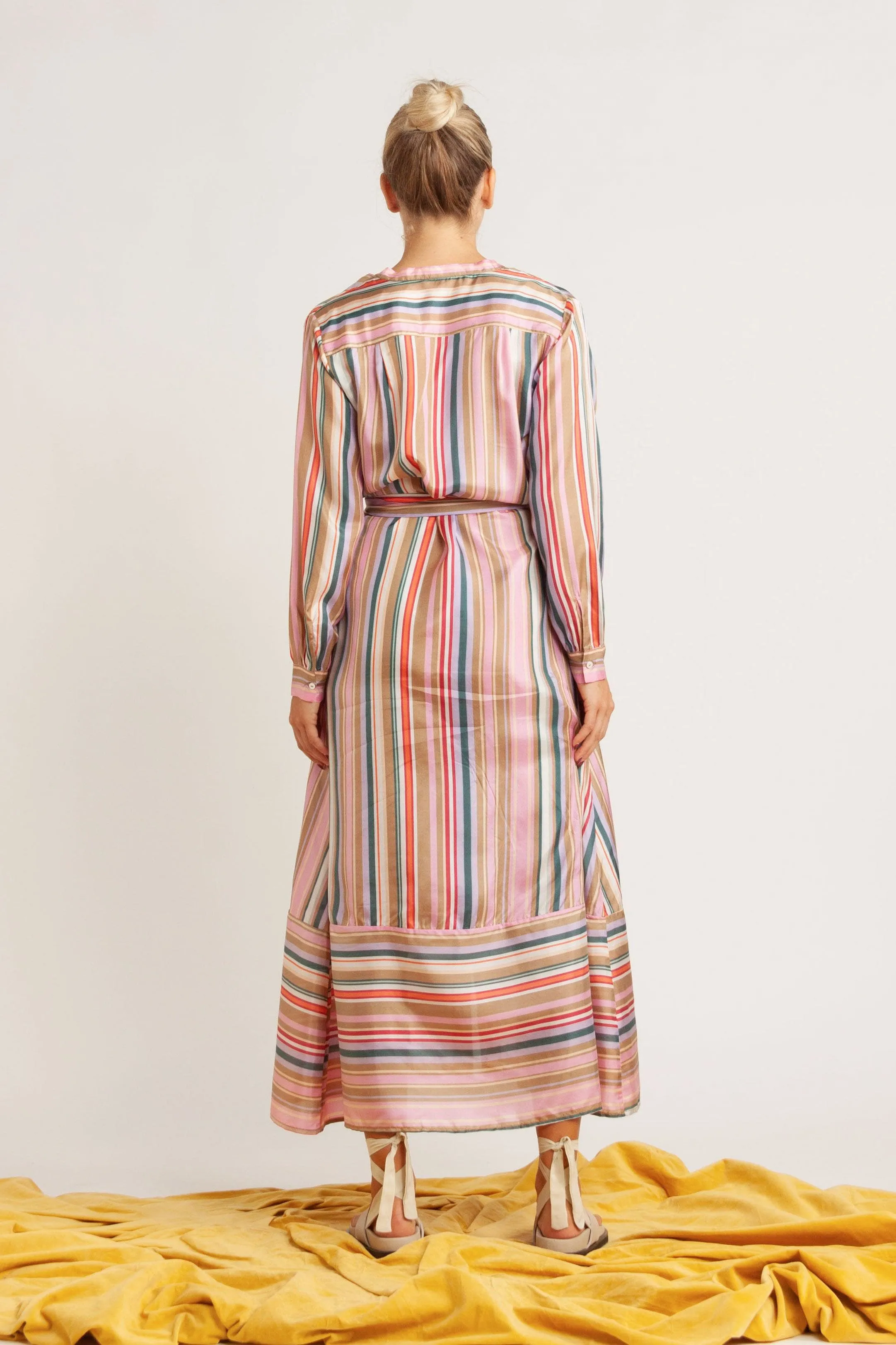 Kayla Multi-Stripe Silk Shirt Dress