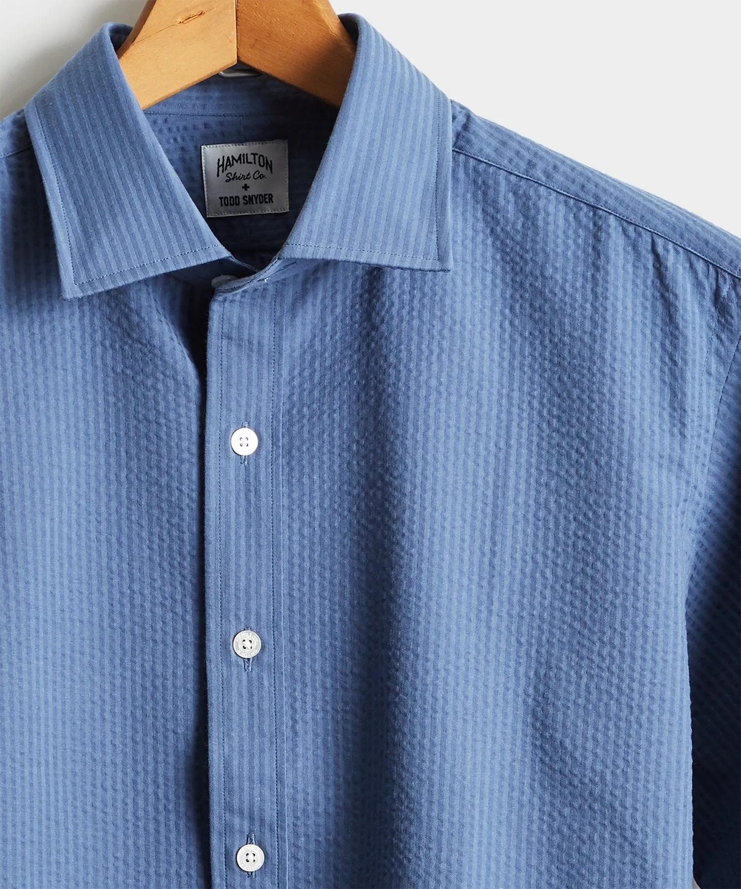 Made in the USA Hamilton   Todd Snyder Blue Puckered Shirt