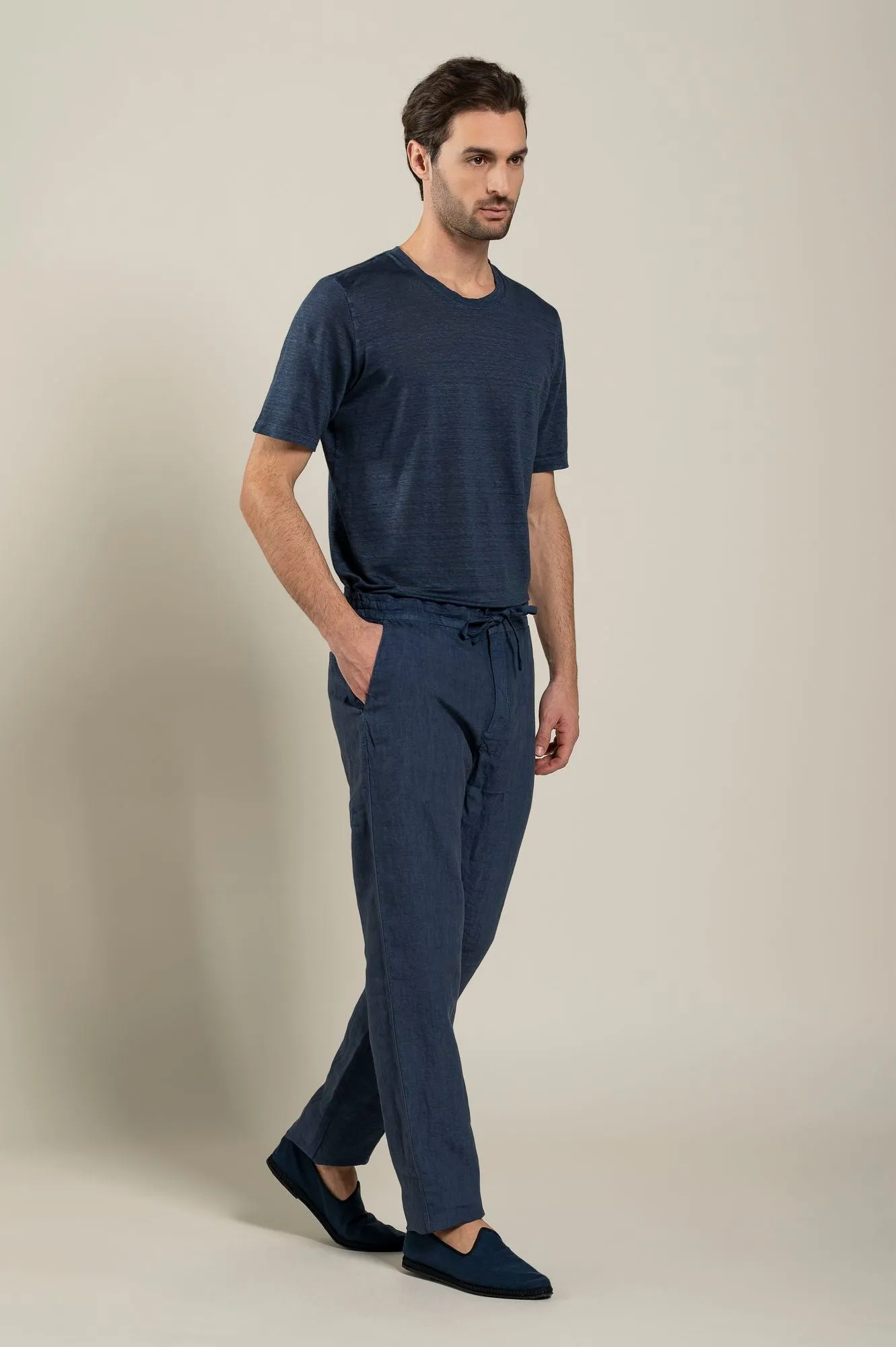 Man Navy Drawstring Pant