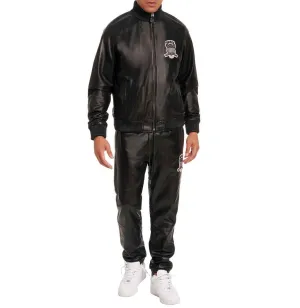 Mens Avirex Black Leather Tracksuit