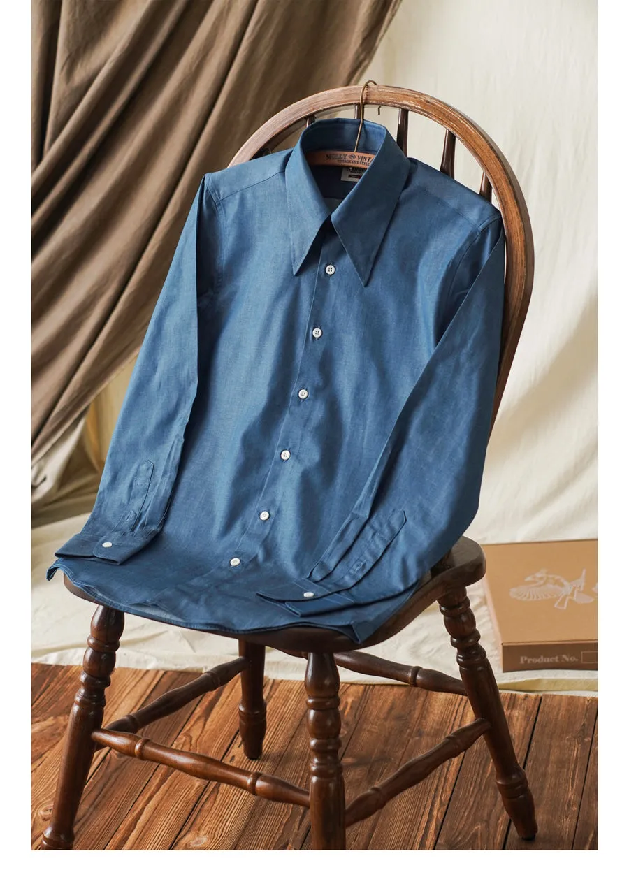 Men's Blue Pointed Collar Shirt