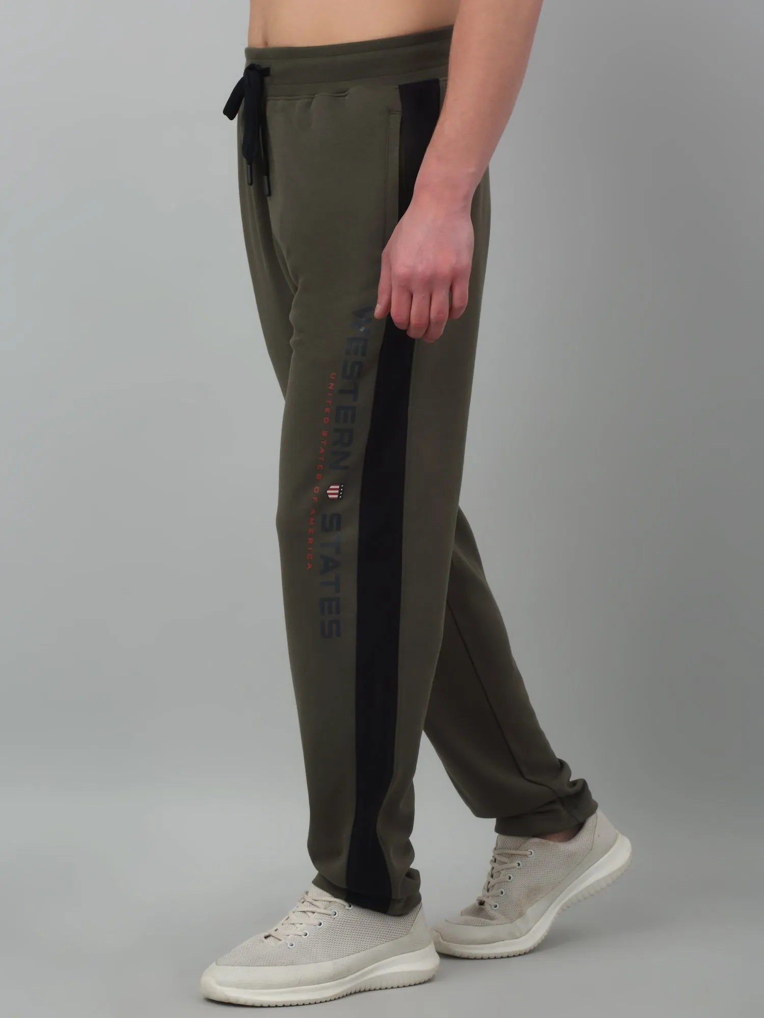 Men's Olive Green Summer Printed Drawstring Casual Track Pant