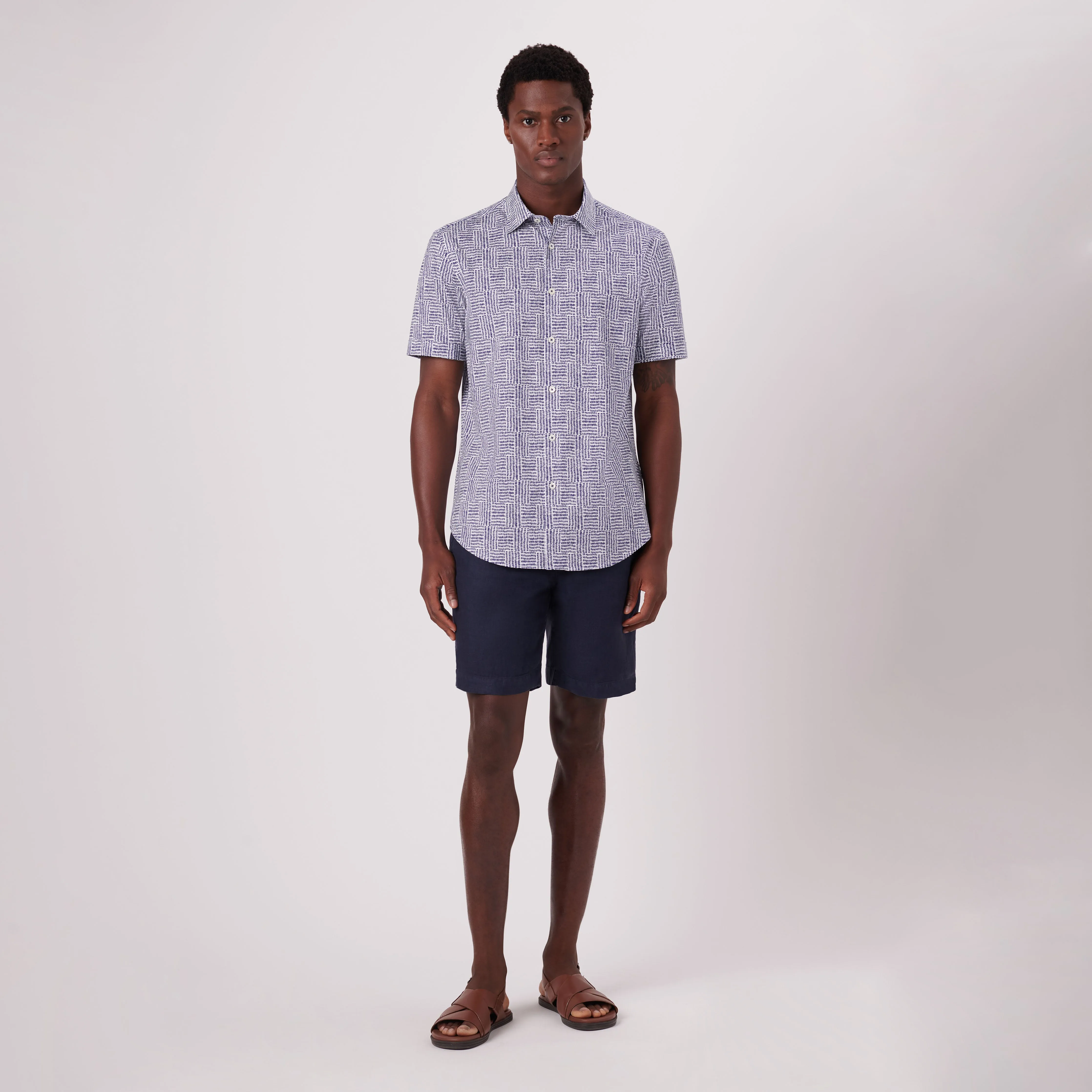 Miles Abstract Check Print OoohCotton Short Sleeve Shirt