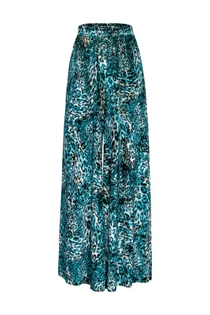 Muse Pants in “Turquoise Leopard Velvet"