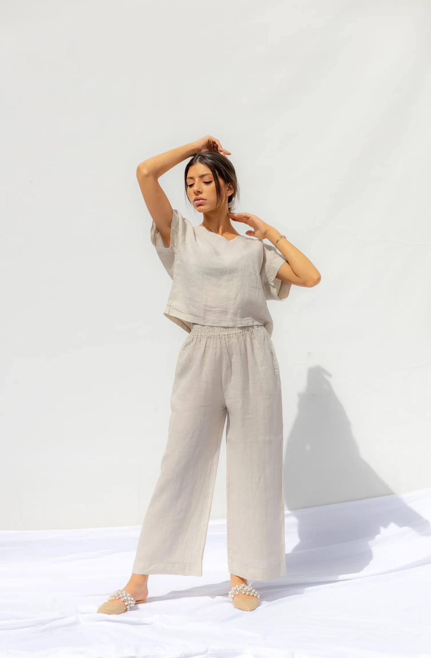 Natual Beige Oia Co-Ord Pants - Sabbia