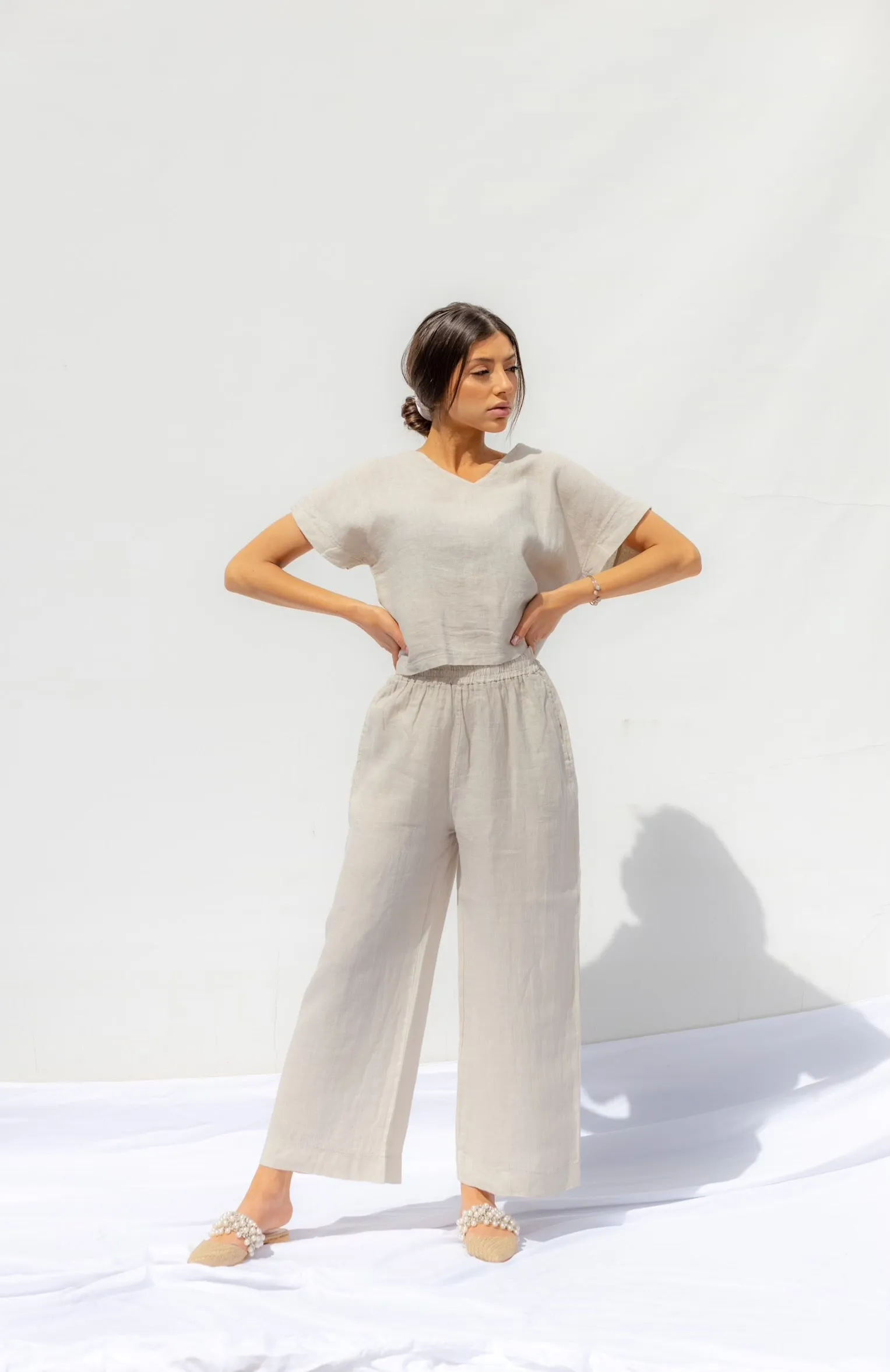 Natual Beige Oia Co-Ord Pants - Sabbia