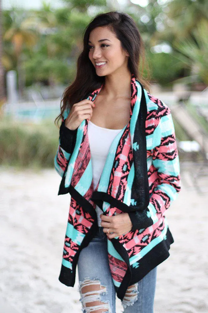 Neon Pink And Black Cardigan