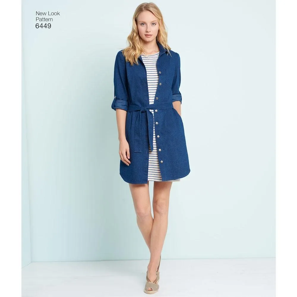 Newlook Pattern 6449 Misses' Easy Shirt Dress and Knit Dress